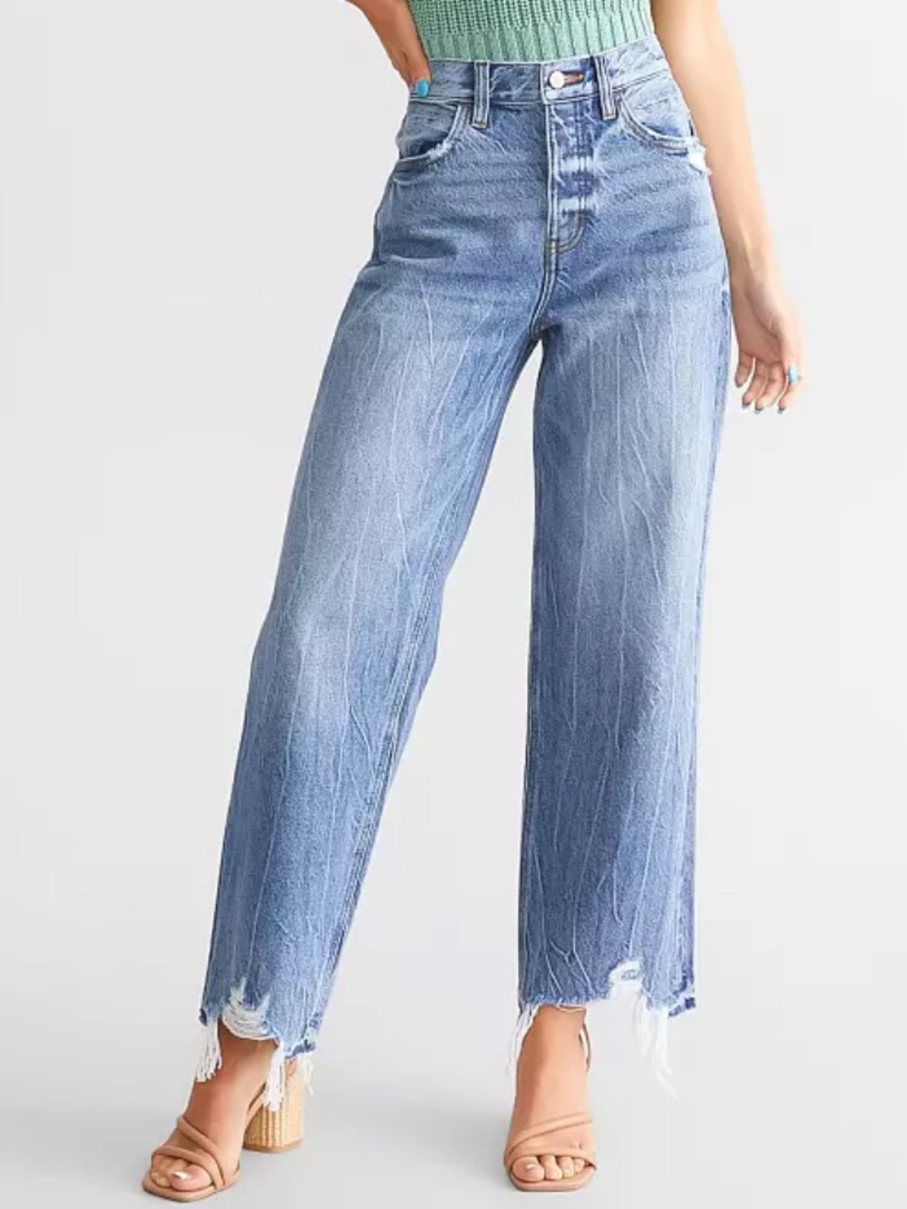 KanCan Signature 90s Cropped Wide Leg Jeans NWOT Size 27 Dark Wash